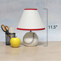 Simple Designs Sportslite 11.5" Tall Athletic Sports Baseball Base Ceramic Bedside Table Desk Lamp With White Empire Fabric Shade With Red Trim "LT1080-BSB"