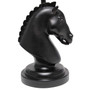 Simple Designs 17.25" Tall Polyresin Decorative Chess Horse Shaped Bedside Table Desk Lamp With White Tapered Fabric Shade, Black "LT1089-BLK"