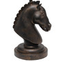 Simple Designs 17.25" Tall Polyresin Decorative Chess Horse Shaped Bedside Table Desk Lamp With White Tapered Fabric Shade, Dark Bronze "LT1089-DBZ"