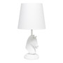 Simple Designs 17.25" Tall Polyresin Decorative Chess Horse Shaped Bedside Table Desk Lamp With White Tapered Fabric Shade, White "LT1089-WHT"