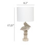 Simple Designs Shoreside 17.25" Tall Coastal Sitting Pelican Beige Wash Polyresin Bedside Table Desk Lamp With White Fabric Drum Shade "LT1091-PEL"