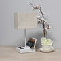 Simple Designs 15.3" Tall Modern Rectangular Multi-Use 1 Light Bedside Table Desk Lamp With 2 Usb Ports - White "LT1110-BGW"