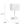 Simple Designs 15.3" Tall Modern Rectangular Multi-Use 1 Light Bedside Table Desk Lamp With 2 Usb Ports And Charging Outlet - White "LT1110-WOW"