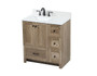 32 Inch Single Bathroom Vanity In Natural Oak With Backsplash "VF2832NT-BS"