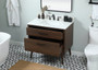 36 Inch Single Bathroom Vanity In Walnut With Backsplash "VF41036MWT-BS"