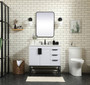 36 Inch Single Bathroom Vanity In White With Backsplash "VF48836MWH-BS"