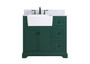 36 Inch Single Bathroom Vanity In Green With Backsplash "VF60236GN-BS"