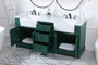72 Inch Double Bathroom Vanity In Green "VF60272DGN"
