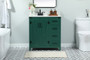 32 Inch Single Bathroom Vanity In Green With Backsplash "VF90232MGN-BS"