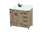 36 Inch Single Bathroom Vanity In Natural Oak With Backsplash "VF90236NT-BS"
