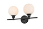 Cordelia 2 Light Black And Frosted White Bath Sconce "LD7317W19BLK"