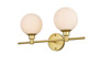 Cordelia 2 Light Brass And Frosted White Bath Sconce "LD7317W19BRA"