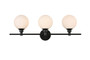 Cordelia 3 Light Black And Frosted White Bath Sconce "LD7317W28BLK"
