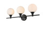Cordelia 3 Light Black And Frosted White Bath Sconce "LD7317W28BLK"