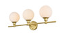 Cordelia 3 Light Brass And Frosted White Bath Sconce "LD7317W28BRA"