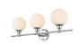 Cordelia 3 Light Chrome And Frosted White Bath Sconce "LD7317W28CH"