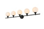 Cordelia 5 Light Black And Frosted White Bath Sconce "LD7317W47BLK"