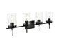 Benny 4 Light Black And Clear Bath Sconce "LD7319W32BLK"