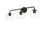 Genesis 3 Light Black And Clear Bath Sconce "LD7321W28BLK"