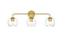 Genesis 3 Light Brass And Clear Bath Sconce "LD7321W28BRA"