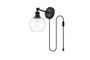 Wesson 1 Light Black And Clear Plug In Wall Sconce "LD7330W6BLK"