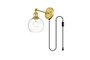 Wesson 1 Light Brass And Clear Plug In Wall Sconce "LD7330W6BRA"