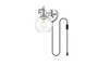 Caspian 1 Light Chrome And Clear Swing Arm Plug In Wall Sconce "LD7332W6CH"