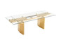 "VGZA-T105-S-GLD" VIG Modrest Nassim - Glam Glass Extendable Dining Table