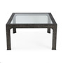 "9153420" Company Chatham Glass And Raffia Square 36" Coffee Table, Charcoal