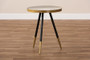"RS410-MBW-ET" Baxton Studio Lauro Modern And Contemporary Round Glossy Marble And Metal End Table With Two-Tone Black And Gold Legs