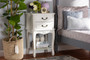 "ETASW-06-White-ET" Baxton Studio Gabrielle Traditional French Country Provincial White-Finished 2-Drawer Wood End Table