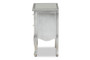 "JY18A035-Silver-ET" Baxton Studio Leonie Modern Transitional French Brushed Silver Finished Wood And Mirrored Glass 2-Drawer End Table