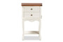 "JY-132041-2DW ET" Baxton Studio Darla Classic And Traditional French White And Cherry Brown Finished Wood 2-Drawer End Table