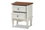 "JY-132054-2 DW ET" Baxton Studio Darlene Classic And Traditional French White And Cherry Brown Finished Wood 2-Drawer End Table