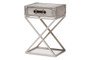 "JY1955-ET" Baxton Studio William Modern French Industrial Silver Metal 1-Drawer End Table