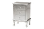 "JY18A094-Silver-ET" Baxton Studio Newton Classic And Traditional Silver Finished Wood 3-Drawer End Table