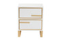 "JY21A014-Wood/Metal-White/Gold-ET" Baxton Studio Giolla Contemporary Glam And Luxe White Finished Wood And Gold Metal 2-Drawer End Table