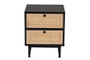 "LCF20008-Rattan-ET" Baxton Studio Declan Mid-Century Modern Espresso Brown Finished Wood And Natural Rattan 2-Drawer End Table