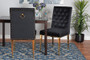 "F457-Black Velvet-DC" Baxton Studio Caspera Contemporary Glam And Luxe Black Velvet Fabric And Gold Metal 2-Piece Dining Chair Set