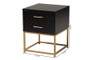 "LCF20403-Black/Gold-ET" Baxton Studio Inaya Contemporary Glam And Luxe Black Finished Wood And Gold Metal 2-Drawer End Table