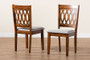 "RH388C-Grey/Walnut-DC-2PK" Baxton Studio Florencia Modern Grey Fabric And Walnut Brown Finished Wood Dining Chair