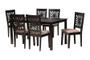 "RH386C-Sand/Dark Brown-7PC Dining Set" Baxton Studio Olympia Modern Beige Fabric And Espresso Brown Finished Wood 7-Piece Dining Set