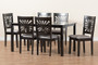 "RH386C-Grey/Dark Brown-7PC Dining Set" Baxton Studio Olympia Modern Grey Fabric And Espresso Brown Finished Wood 7-Piece Dining Set