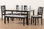 "RH388C-Grey/Dark Brown-6PC Dining Set" Baxton Studio Florencia Modern Grey Fabric And Espresso Brown Finished Wood 6-Piece Dining Set