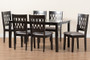 "RH388C-Grey/Dark Brown-7PC Dining Set" Baxton Studio Florencia Modern Grey Fabric And Espresso Brown Finished Wood 7-Piece Dining Set