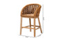 "Mario-Rattan-BS" Bali & Pari Mario Modern Bohemian Natural Brown Finished Teak Wood And Rattan 2-Piece Counter Stool Set