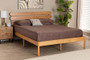 "SW8511-Rustic Brown-Queen" Baxton Studio Quincia Japandi Sandy Brown Finished Wood Queen Size Platform Bed