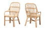 "Sumatera-Rattan-DC" Bali & Pari Sumatera Modern Bohemian Natural Brown Rattan 2-Piece Dining Chair Set