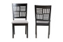 "RH387C-Grey/Dark Brown-DC-2PK" Baxton Studio Deanna Modern Grey Fabric And Dark Brown Finished Wood 2-Piece Dining Chair Set