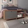 Windsor 53.62 Modern Shoe Rack Bed Bench With Silicon Casters In Grey And Nature "5LC3"